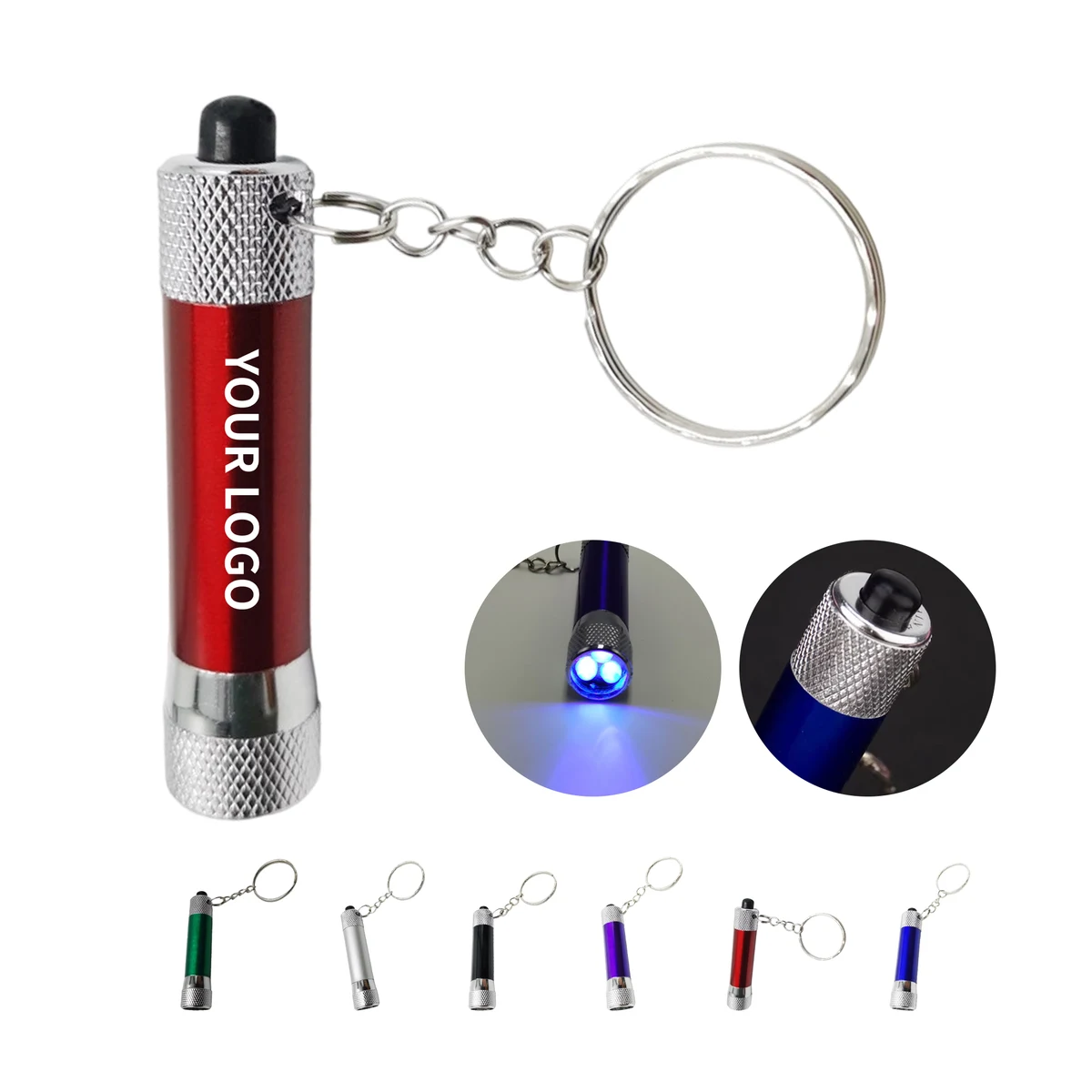 Aluminum Alloy Mini Flashlight With 5 LED And Swivel Keychain 1