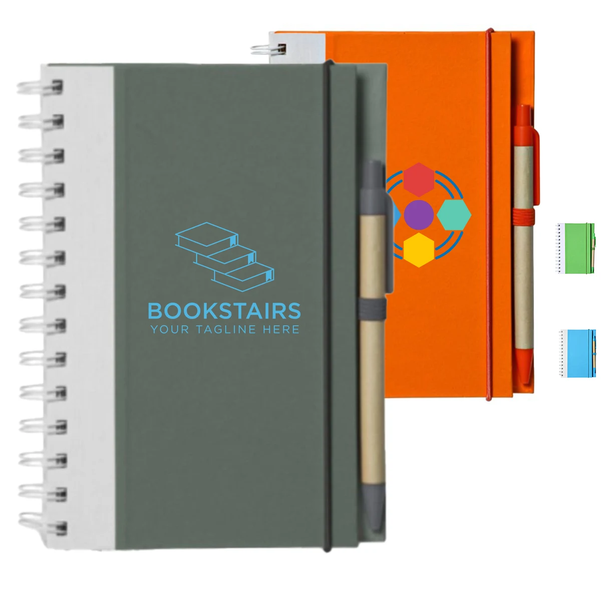 Recyclable Spiral Notebook w/ Pen Two-Tone ECO Notebooks 1