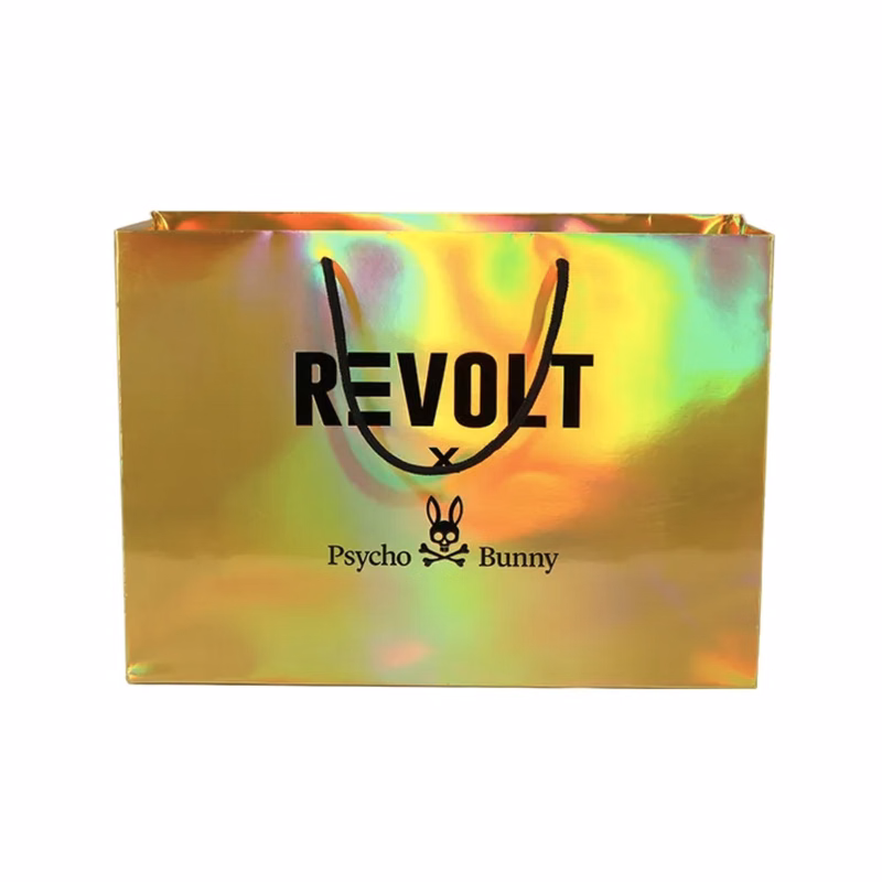 Luxury Shiny Gold Holographic Silver Paper Bag