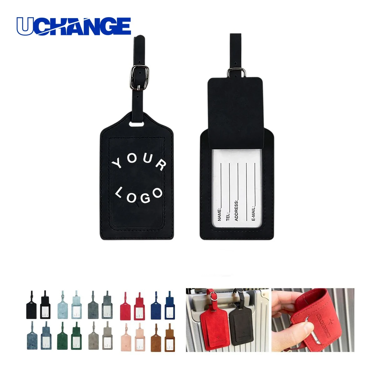PU Leather Luggage Tag and Passport Cover Set 1