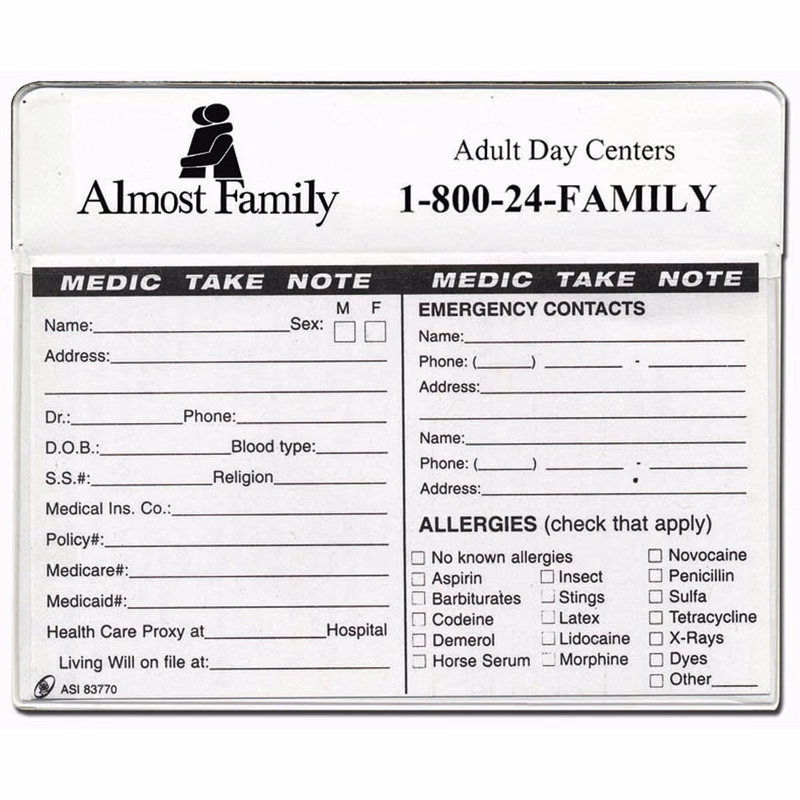 Medic-Take-Note Pouch with Magnetic Backing