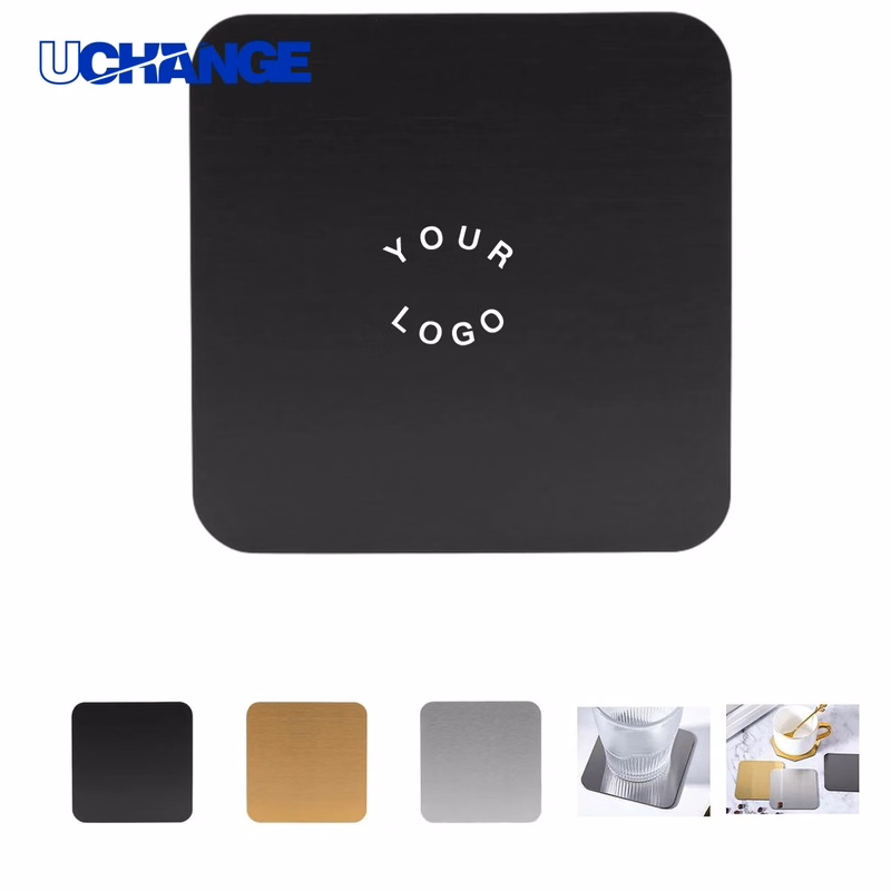 Stainless Steel Drink Coaster with Non Slip Base