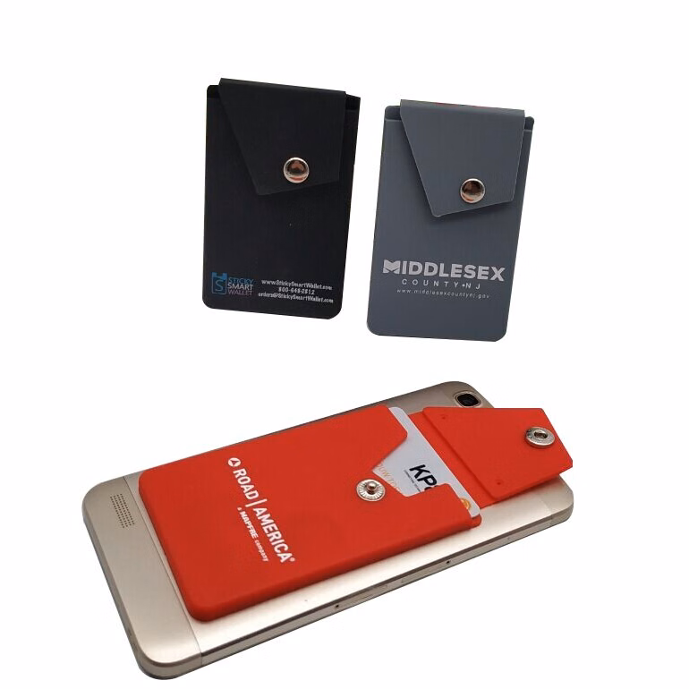 Two Function Silicone Phone Holder/Wallet With Fastener
