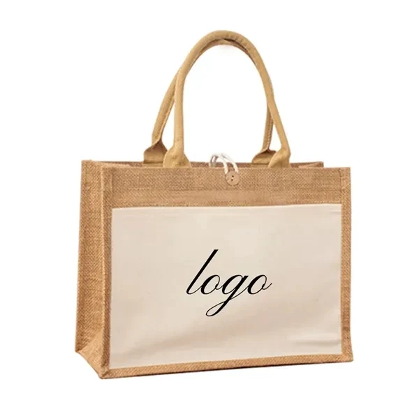 Personalized Jute Tote Bags for Work, School and Travel, custom tote bag with logo imprint 1
