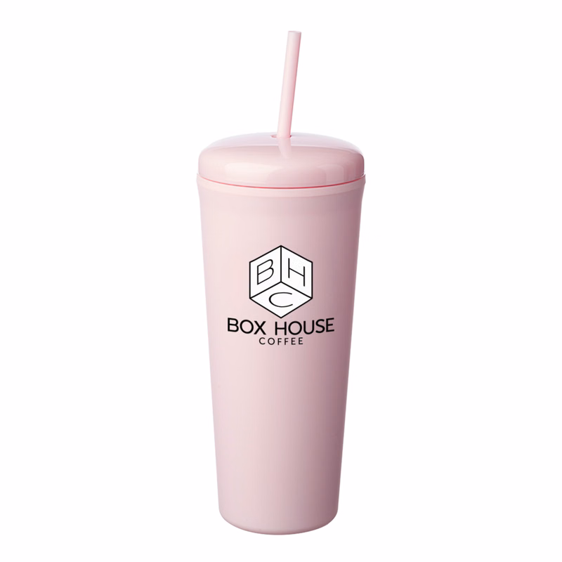 25 oz. Dome Rubberized Plastic Travel Mug (2 Color Imprint)