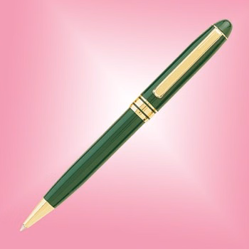 Ebony Brass Ball Point Pen - Green w/Gold Accent