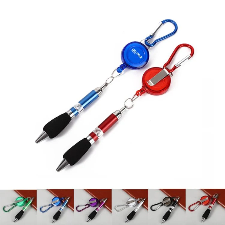 Carabiner Retractable Badge Reel with Pen 1