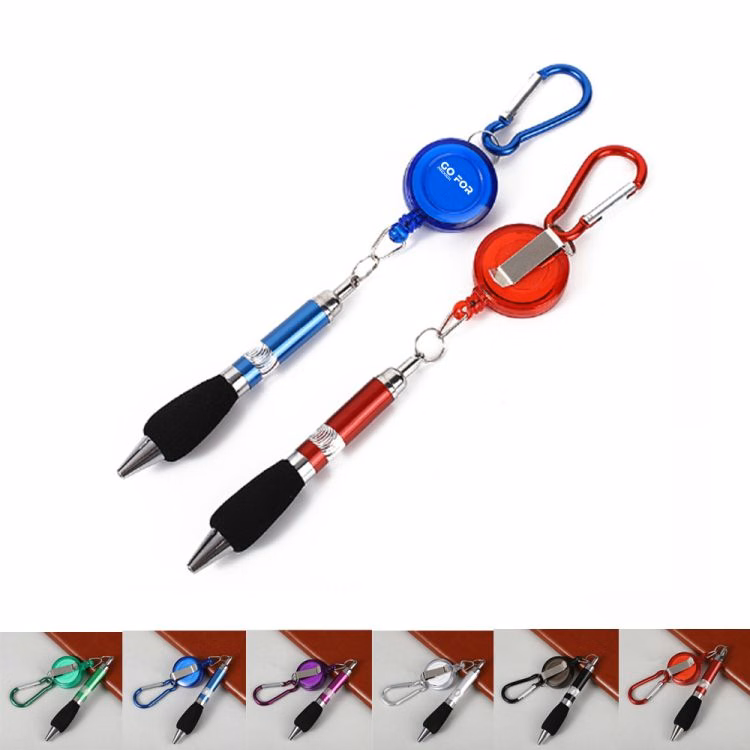 Carabiner Retractable Badge Reel with Pen