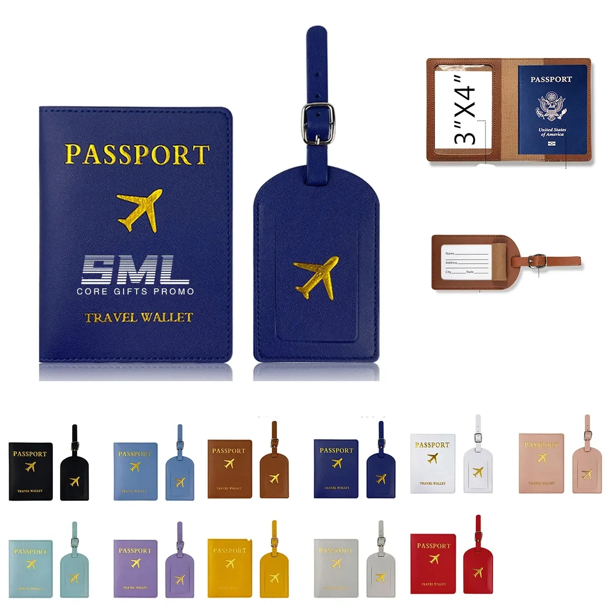Travel PU Document Passport Storage Wallet with Baggage Tag 1