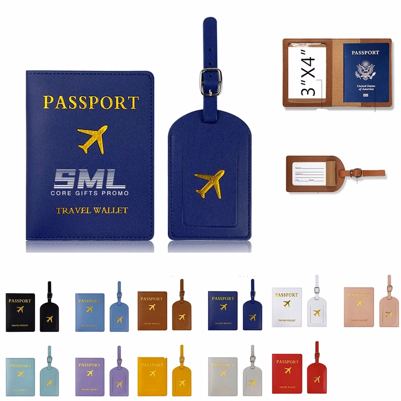 Travel PU Document Passport Storage Wallet with Baggage Tag
