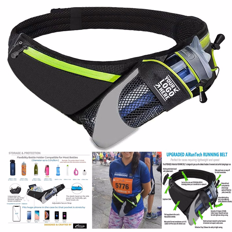 Men Women Running Belt Water Bottle Holder with Large Pocket Fits Most Smartphone