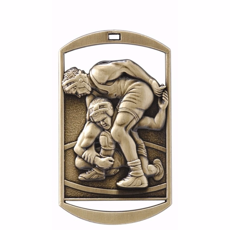 Wrestling DT Series Medal, 2" tall