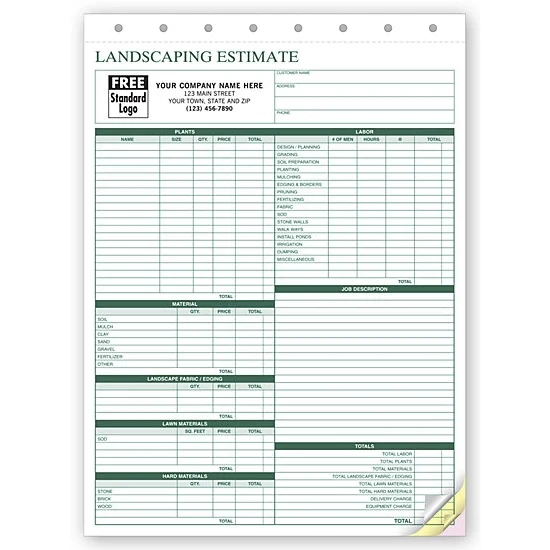 Landscaping Estimate Bid Forms 1