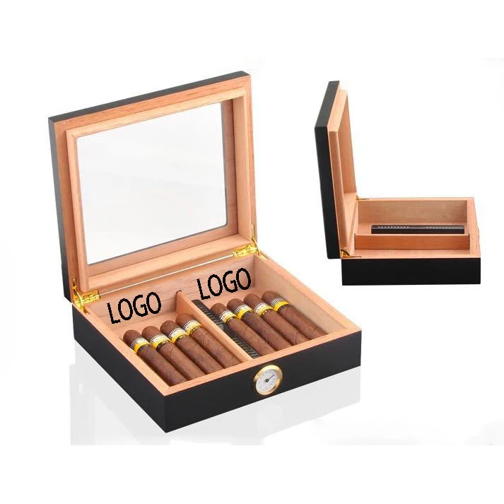 Cedar Cigar Desktop Box w/ Humidifier and Front Hygrometer 1
