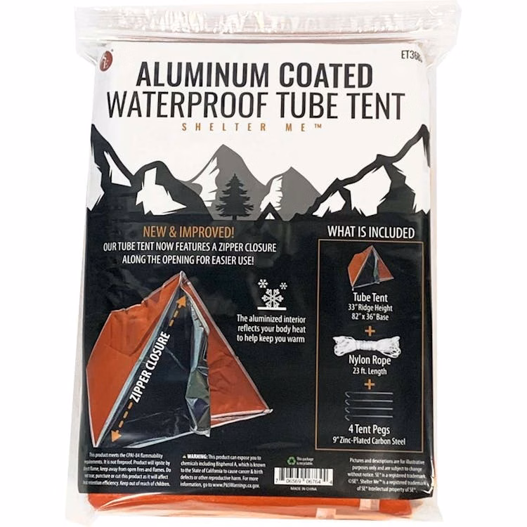 Aluminum Coated Waterproof Tube Tent - 82" x 36"
