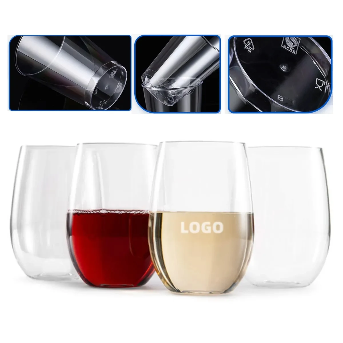 16 oz Stemless Plastic Wine Glass For Family Party 1