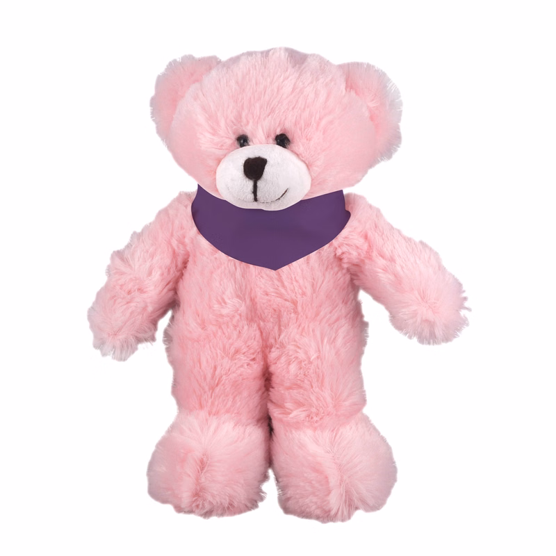 Soft Plush Stuffed Pink Bear with Bandana