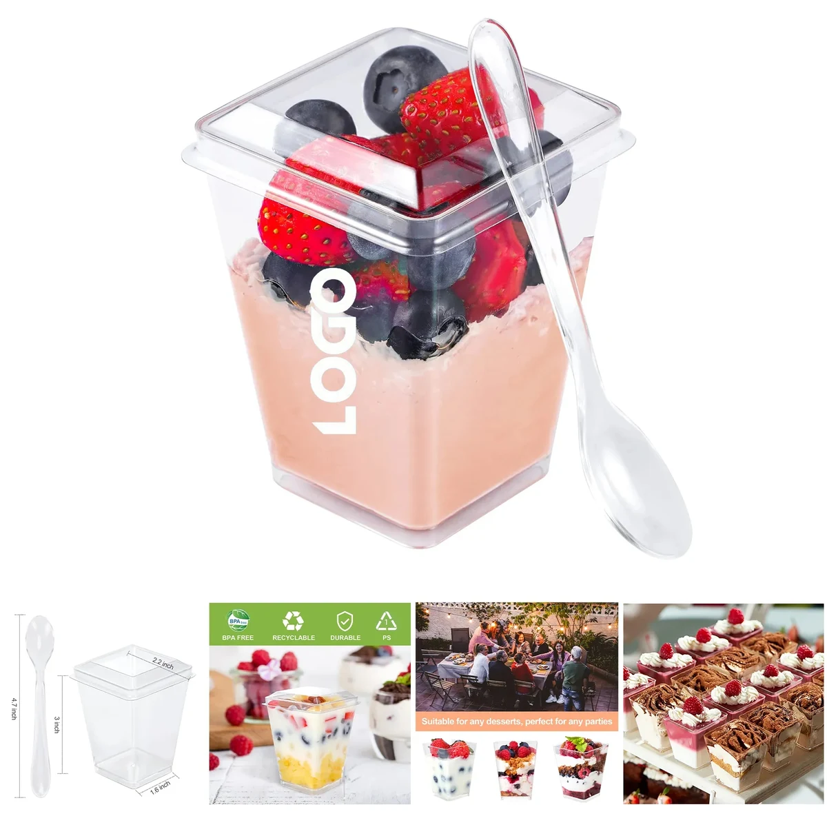 5 oz Plastic Dessert Cups with Lids 1