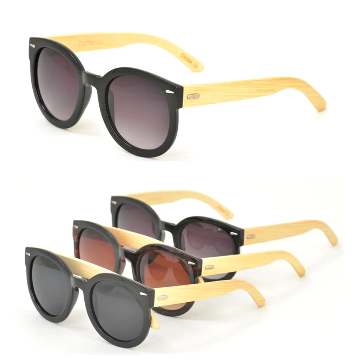 Paparazzi Large Round Bamboo Sunglasses 1