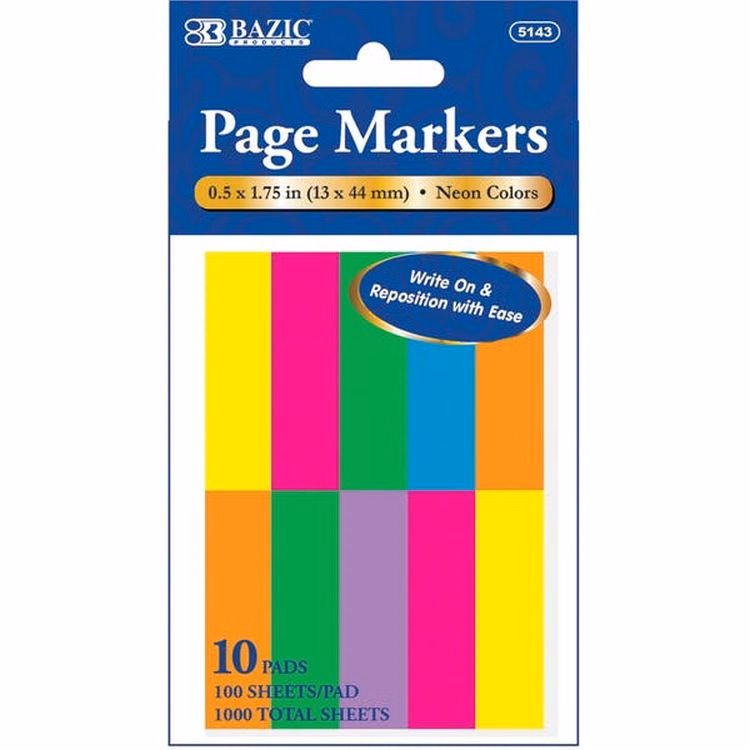 Page Markers - 1000 Sheets Neon Colors
