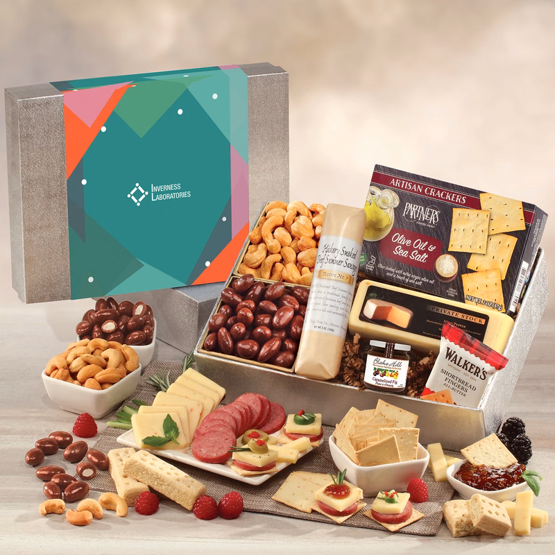Shelf Stable Snacking Smorgasbord with Green Geometric Sleeve
