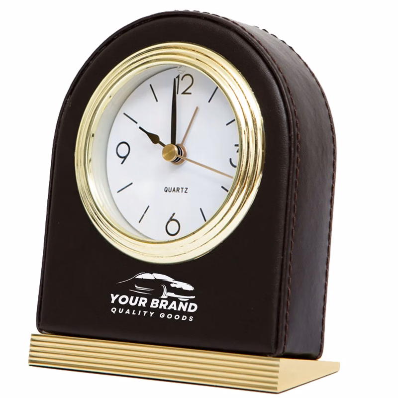 Leather High-end Hotel Living Room Personalized Desk Clock
