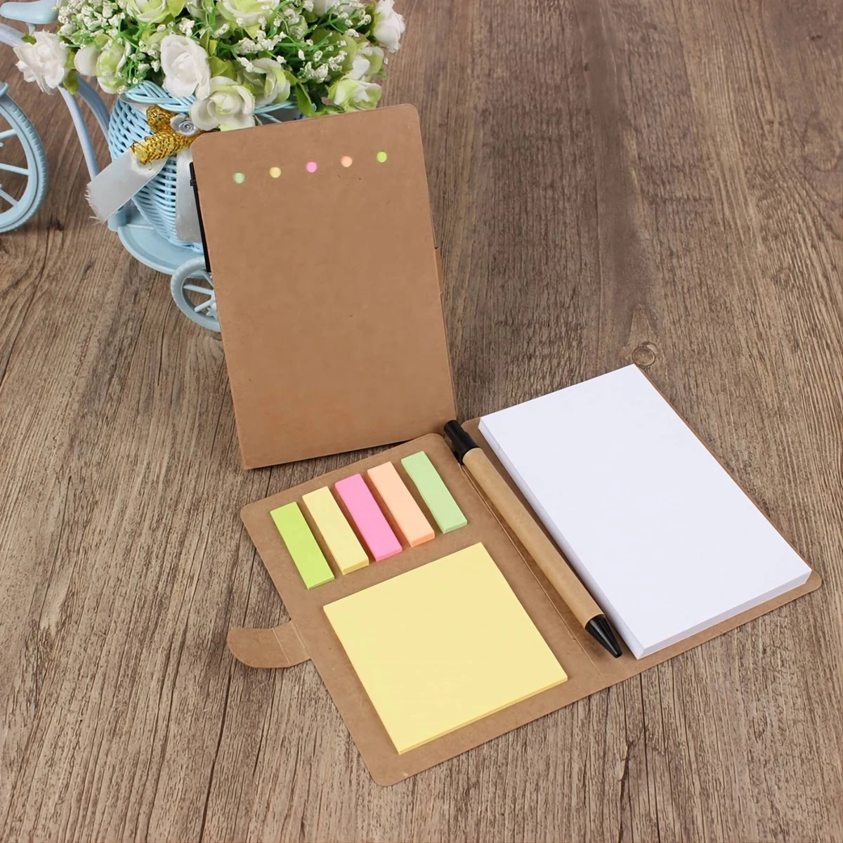 Craft Paper Cover Sticky Note Attached Pen 1