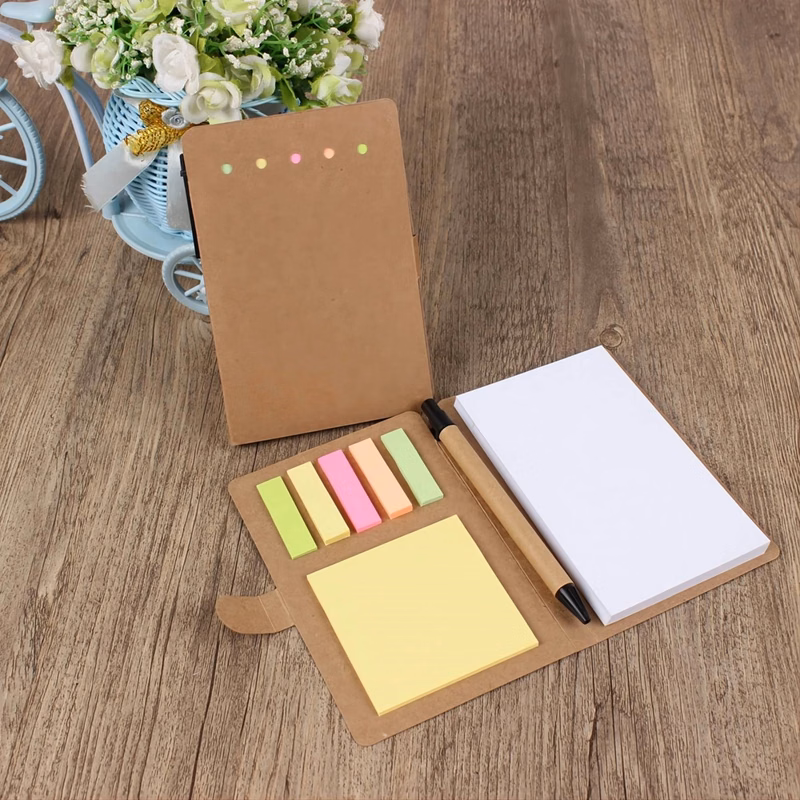 Craft Paper Cover Sticky Note Attached Pen