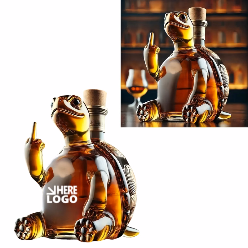 Unique Handmade Glass Animal Wine Bottle Decor
