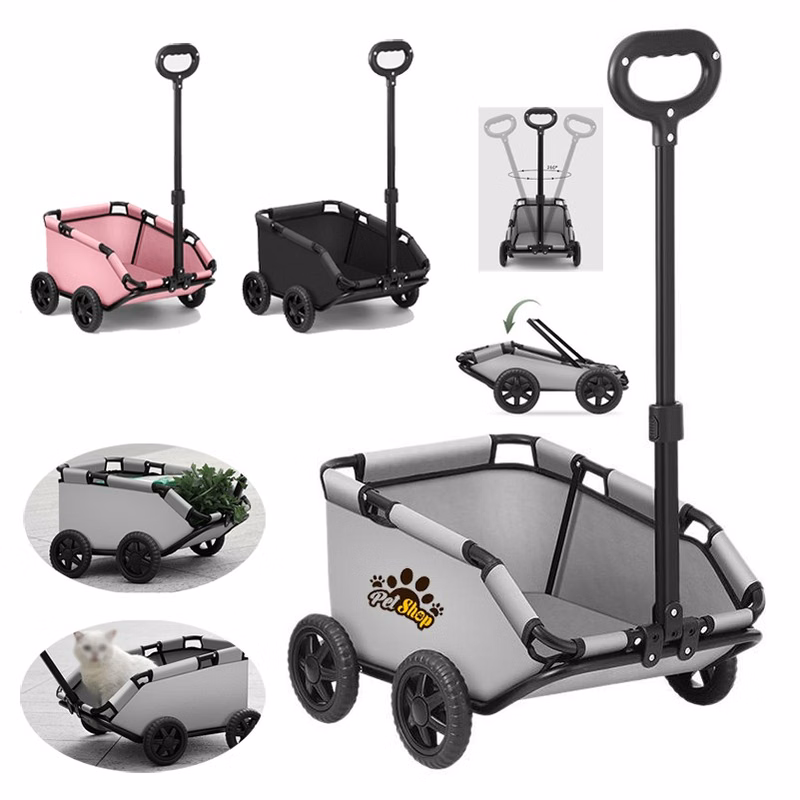 Versatile Small Pet Stroller Lightweight Oxford Shopping Cart