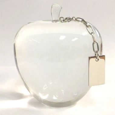 Crystal Apple Paperweight with Silver Tag 1
