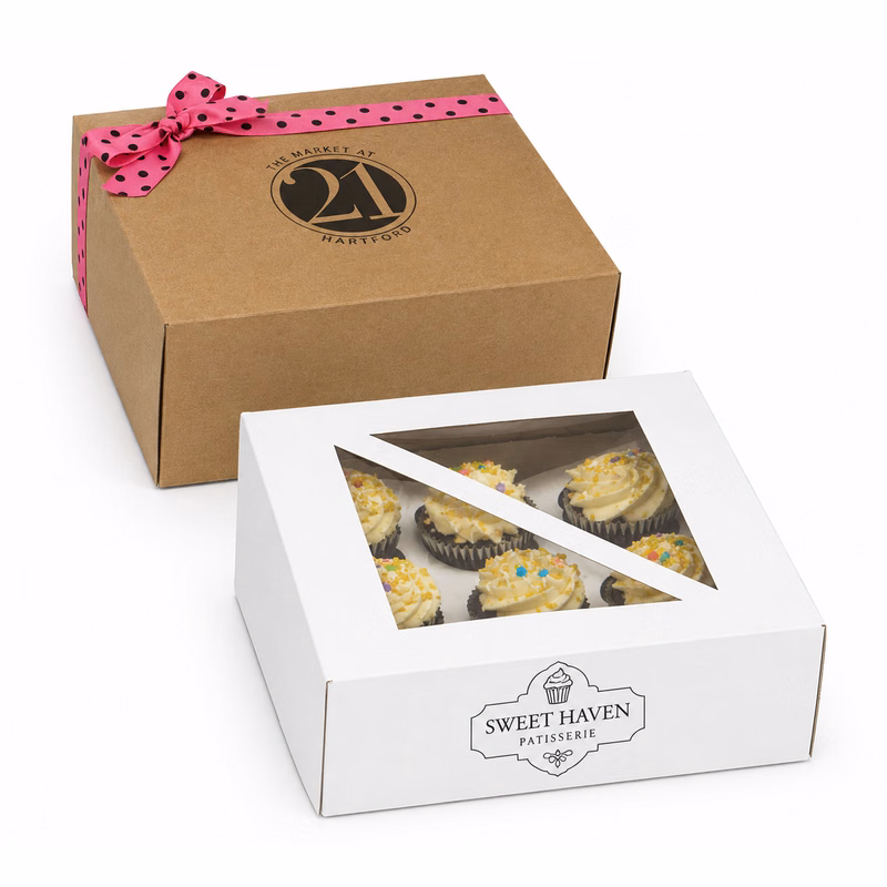 White/Kraft Cupcake Boxes (10"x 10"x 4")