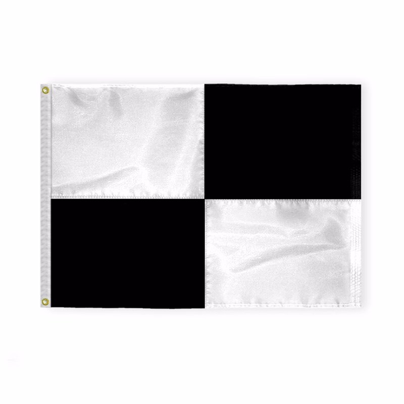 2.5'x3.3' 1ply Nylon Black and White Beach Safety Flag (Sewn