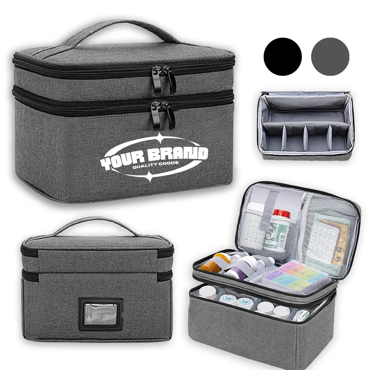 Empty Medicine Travel Storage Pill Bottle Organizer Bag 1