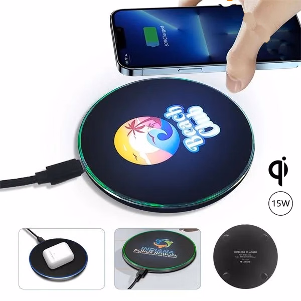 UV Full Color Light-up Logo Wireless Charger 15W