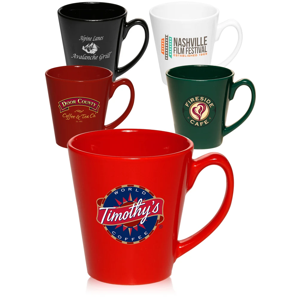 12 oz. Glossy Ceramic Latte Coffee Mug - Colors 1