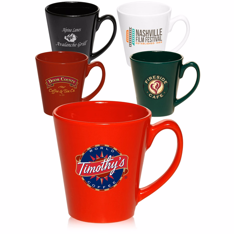 12 oz. Glossy Ceramic Latte Coffee Mug - Colors