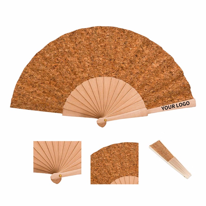 Premium Wood Folding Hand Fan 9.06" Diameter