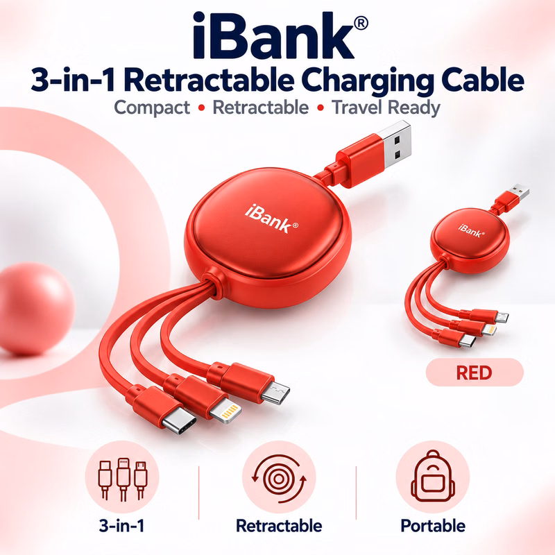 iBank® Multi Charging Cable, Retractable Charger for Multiple Devices