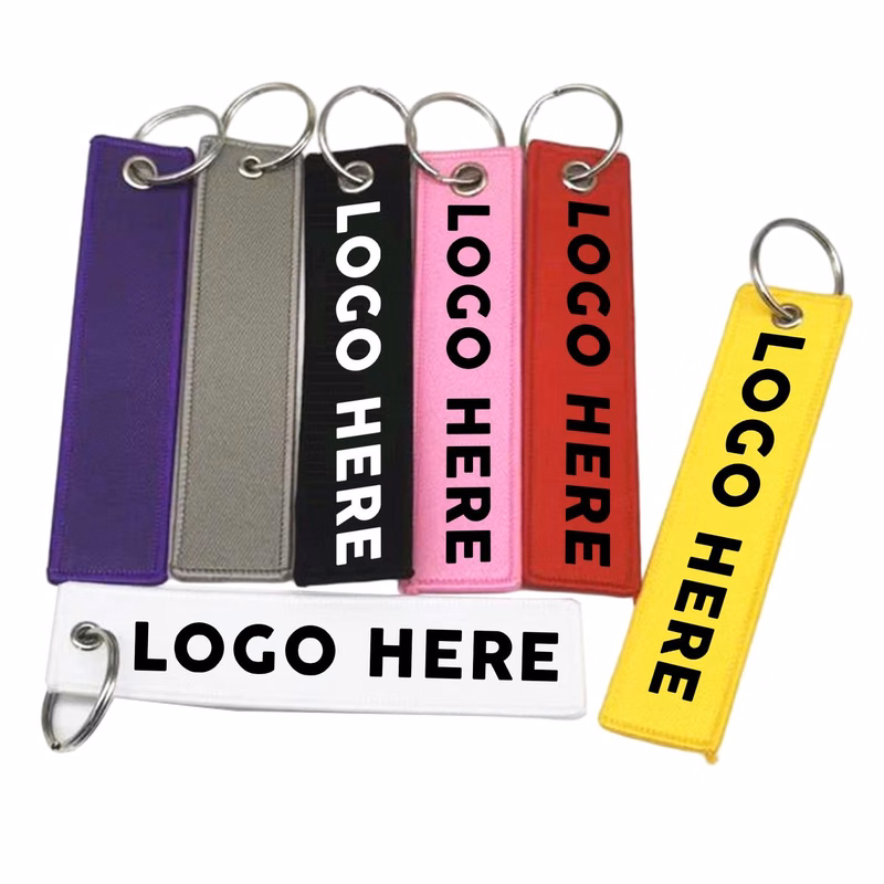 6.3"??1.2" Custom Embroidered Woven Label Keychain