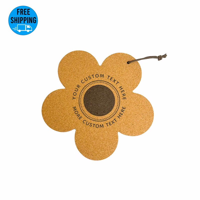 7" Flower Shape Cork Trivet Pot Holder with lanyard
