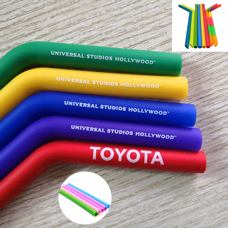 Custom 3/8"D Bent Straight Rainbow Silicone Straws