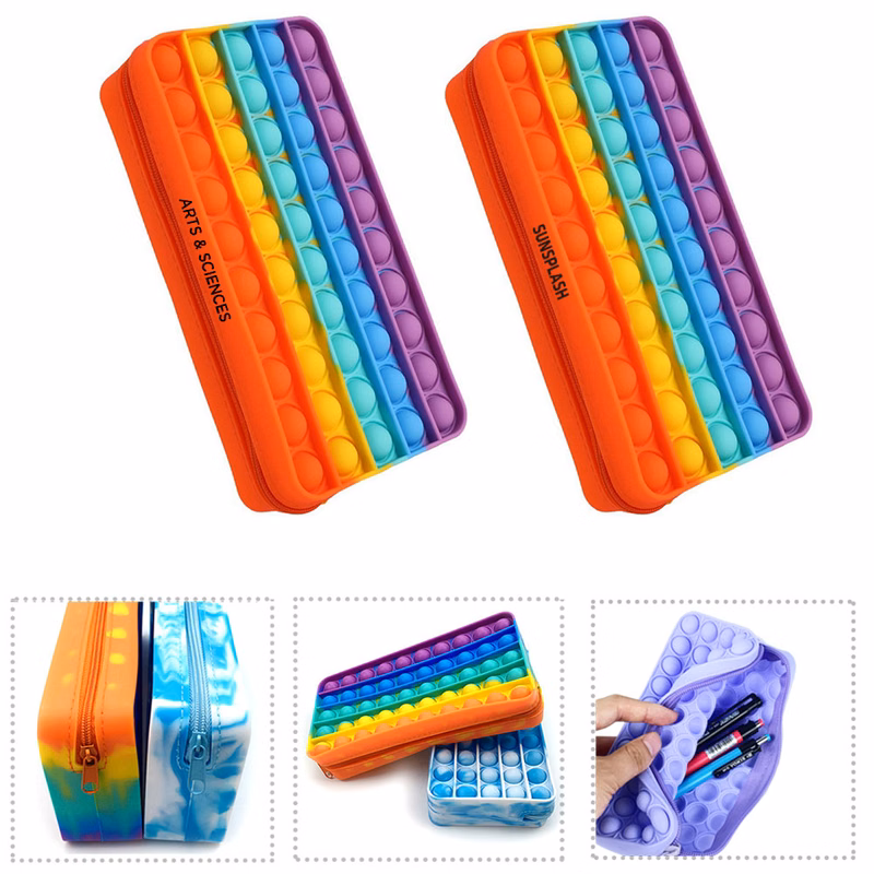 Silicone Rainbow Pencil Storage Bag