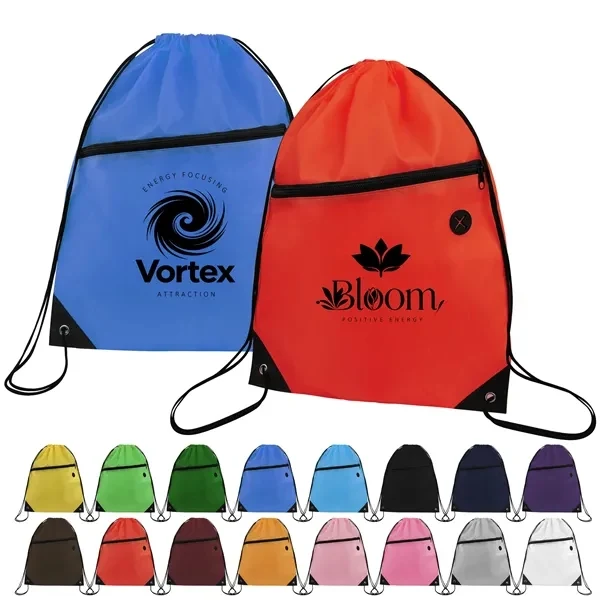 Custom 16.5 Inch Polyester Drawstring Backpack with Charging Hole — Carry & Event Bag 1