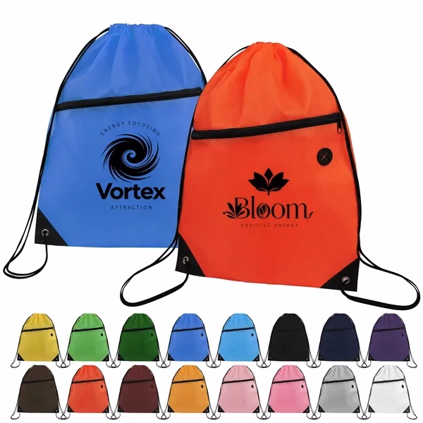 Custom 16.5 Inch Polyester Drawstring Backpack with Charging Hole — Carry & Event Bag