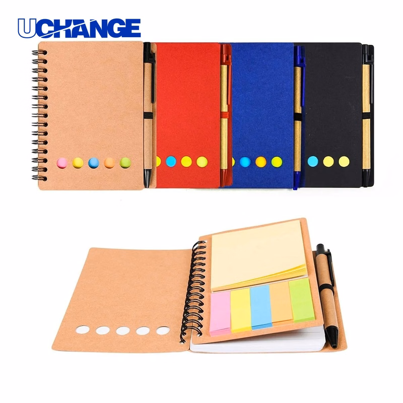 Notebook Set with 5-Color Sticky Notes and Ballpoint Pen for Office