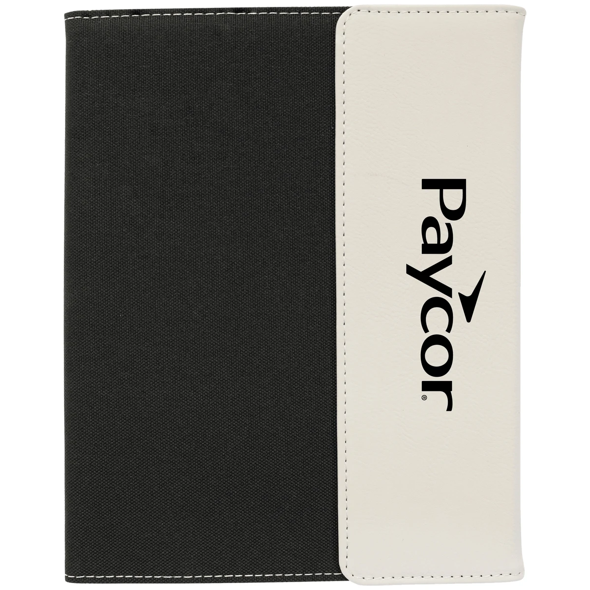 7" x 9" White Leatherette & Black Canvas Portfolio 1