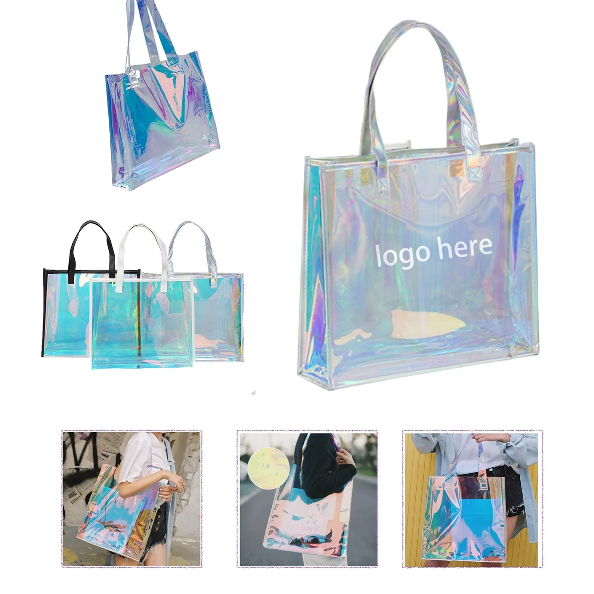 Pvc Holographic Colorful Tote Bag 1