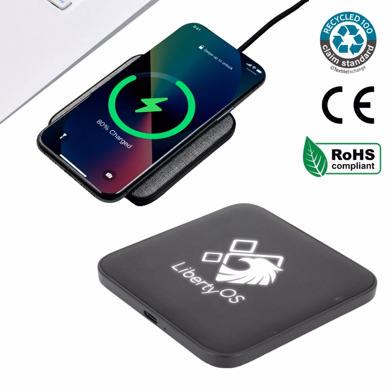 EcoTech Eco-Friendly 15W Wireless Fast Charging Power Bank with Light-Up Logo