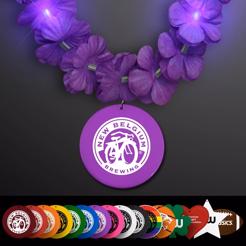 Light Up Purple Lei with Medallion
